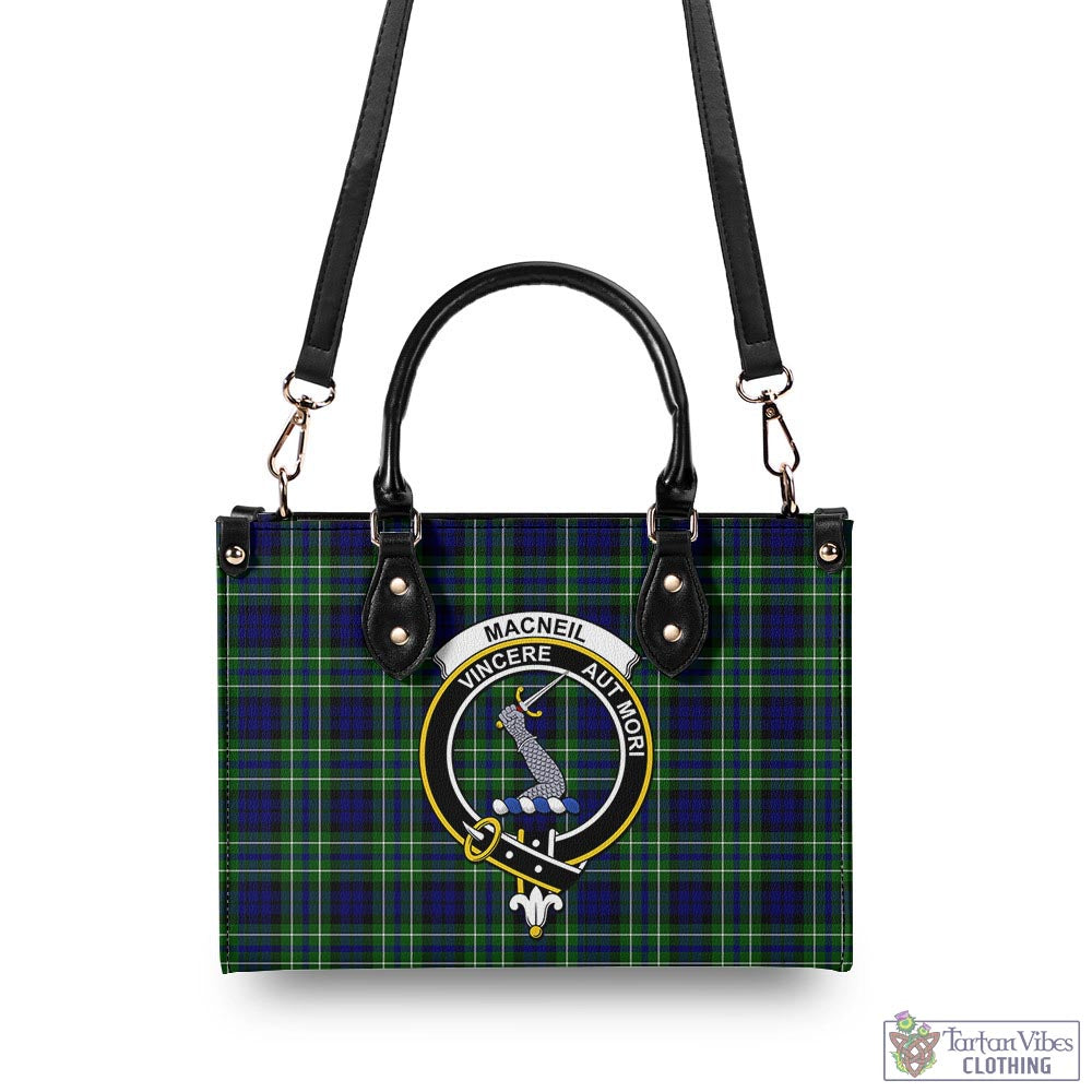 Tartan Vibes Clothing MacNeil of Colonsay Modern Tartan Luxury Leather Handbags with Family Crest