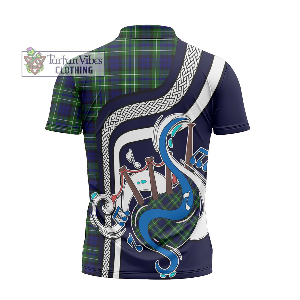 MacNeil of Colonsay Modern Tartan Zipper Polo Shirt with Epic Bagpipe Style - Tartanvibesclothing Shop