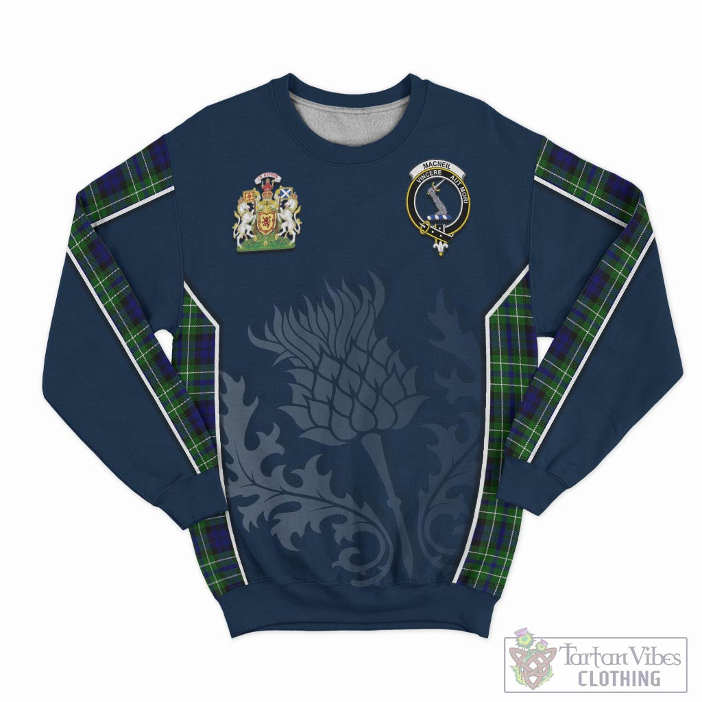 Tartan Vibes Clothing MacNeil of Colonsay Modern Tartan Sweatshirt with Family Crest and Scottish Thistle Vibes Sport Style