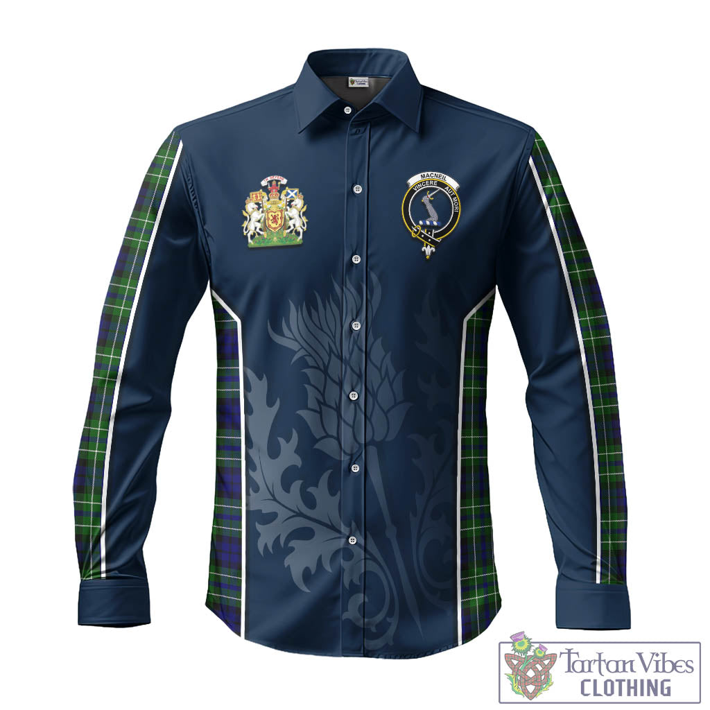 Tartan Vibes Clothing MacNeil of Colonsay Modern Tartan Long Sleeve Button Up Shirt with Family Crest and Scottish Thistle Vibes Sport Style