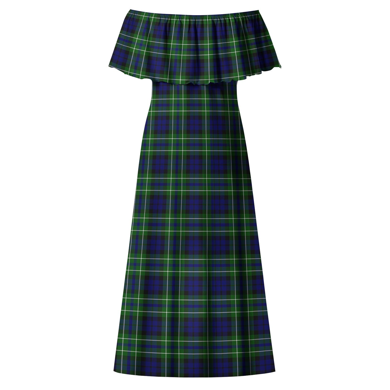 MacNeil of Colonsay Modern Tartan Off Shoulder Long Dress - Tartanvibesclothing