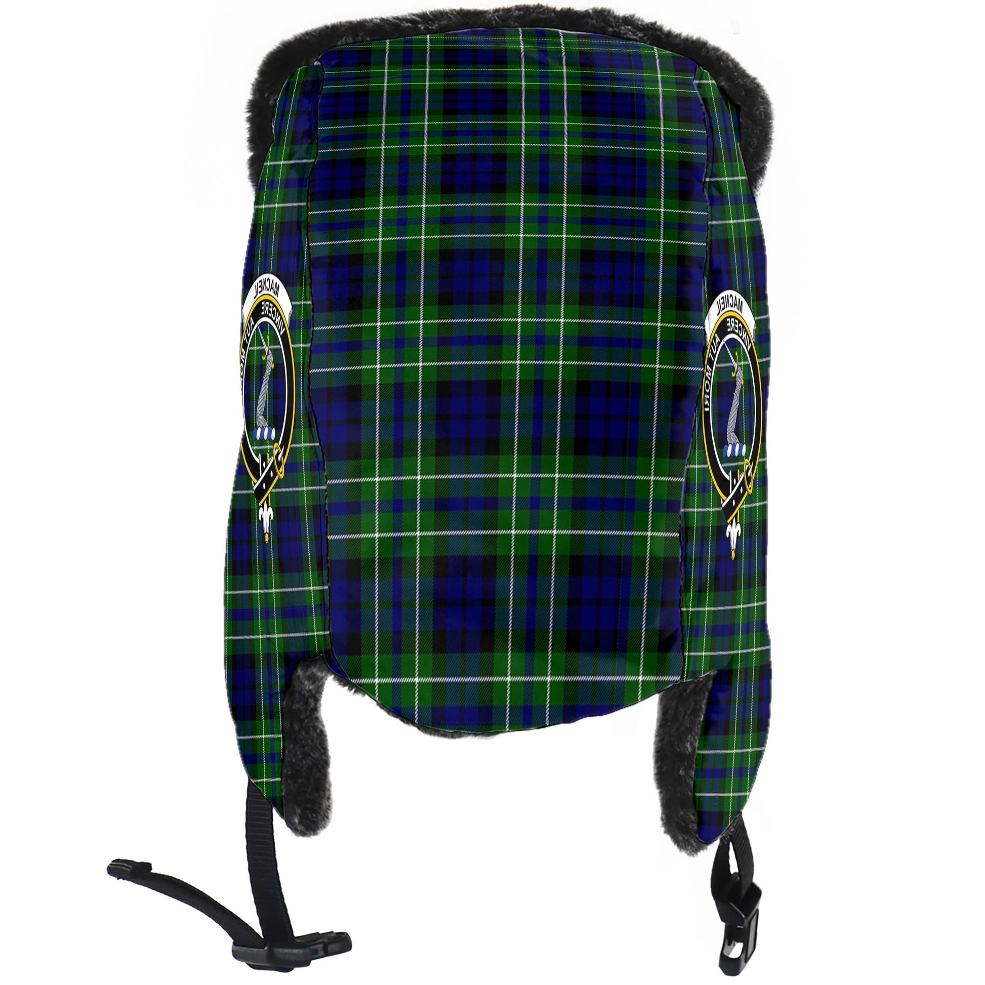 MacNeil of Colonsay Modern Tartan Winter Trapper Hat with Family Crest - Tartanvibesclothing