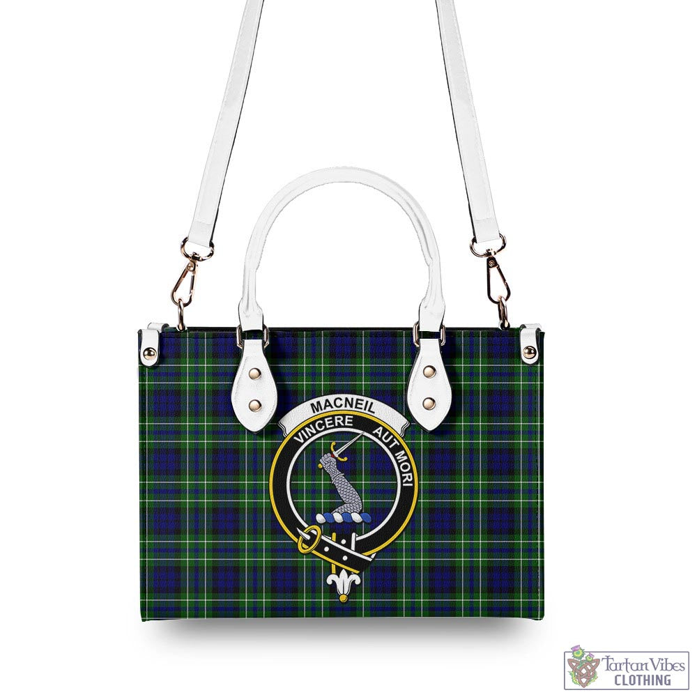 Tartan Vibes Clothing MacNeil of Colonsay Modern Tartan Luxury Leather Handbags with Family Crest