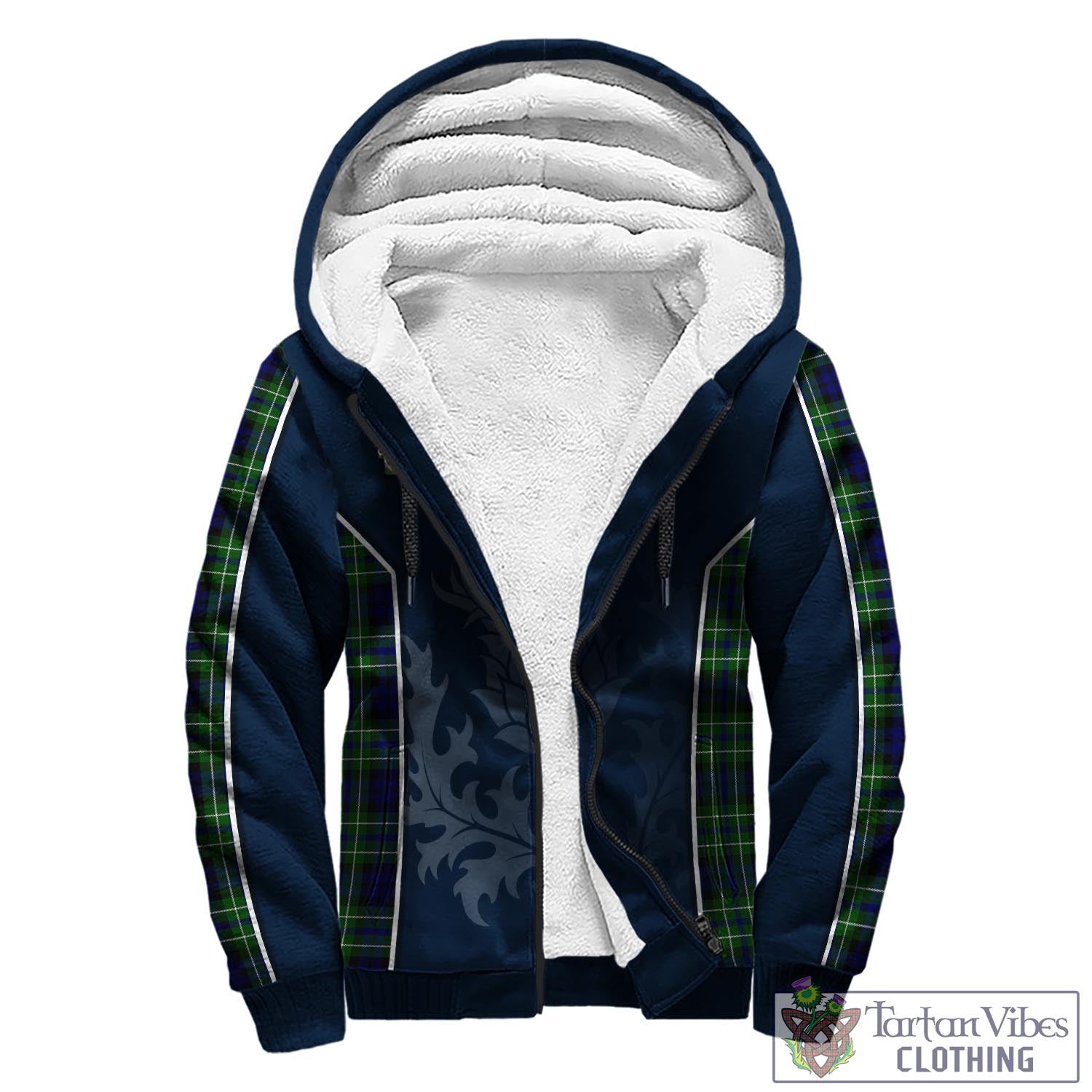 Tartan Vibes Clothing MacNeil of Colonsay Modern Tartan Sherpa Hoodie with Family Crest and Scottish Thistle Vibes Sport Style