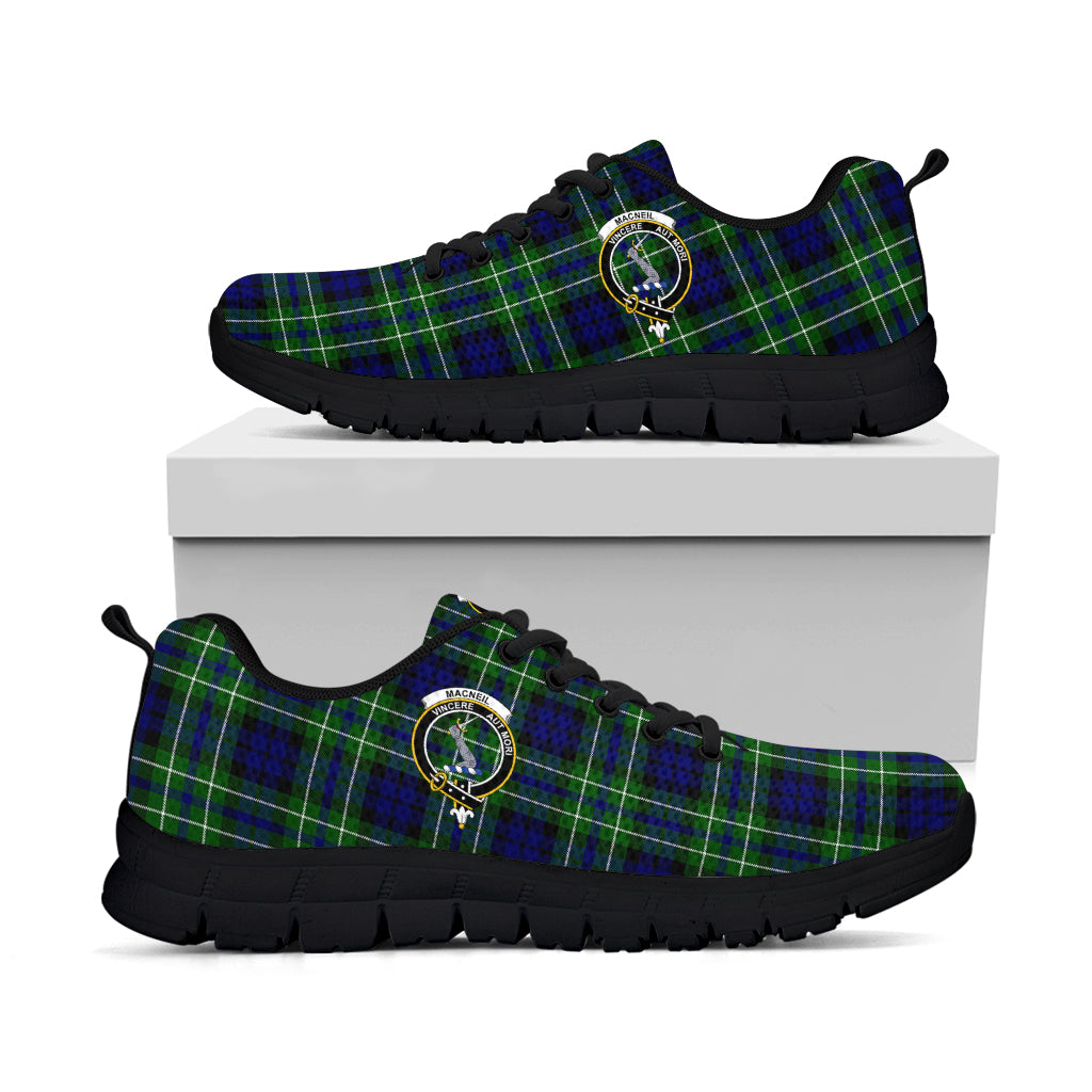 MacNeil of Colonsay Modern Tartan Sneakers with Family Crest - Tartan Vibes Clothing