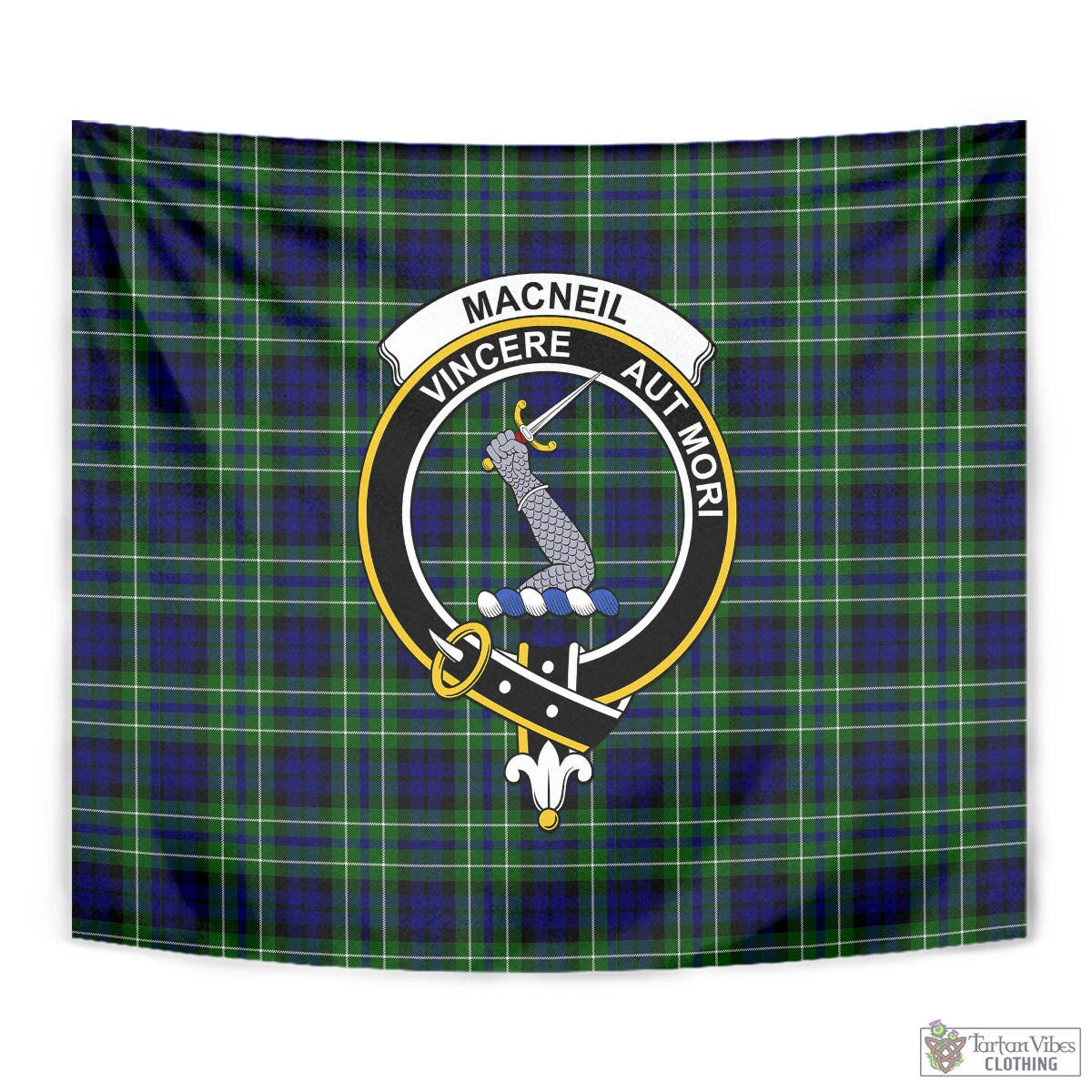 Tartan Vibes Clothing MacNeil of Colonsay Modern Tartan Tapestry Wall Hanging and Home Decor for Room with Family Crest