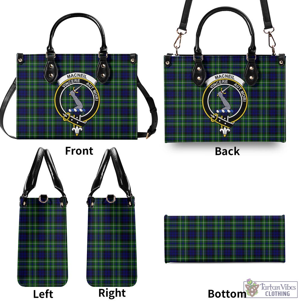 Tartan Vibes Clothing MacNeil of Colonsay Modern Tartan Luxury Leather Handbags with Family Crest