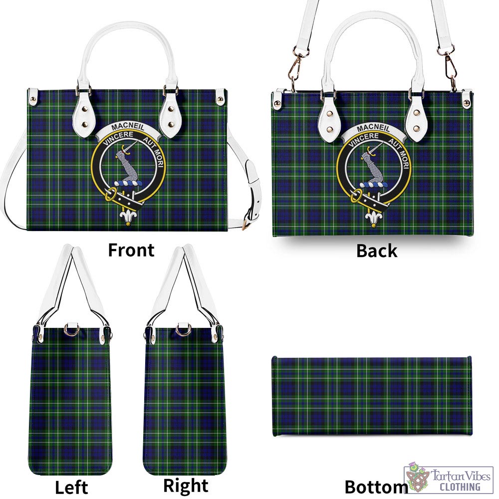 Tartan Vibes Clothing MacNeil of Colonsay Modern Tartan Luxury Leather Handbags with Family Crest