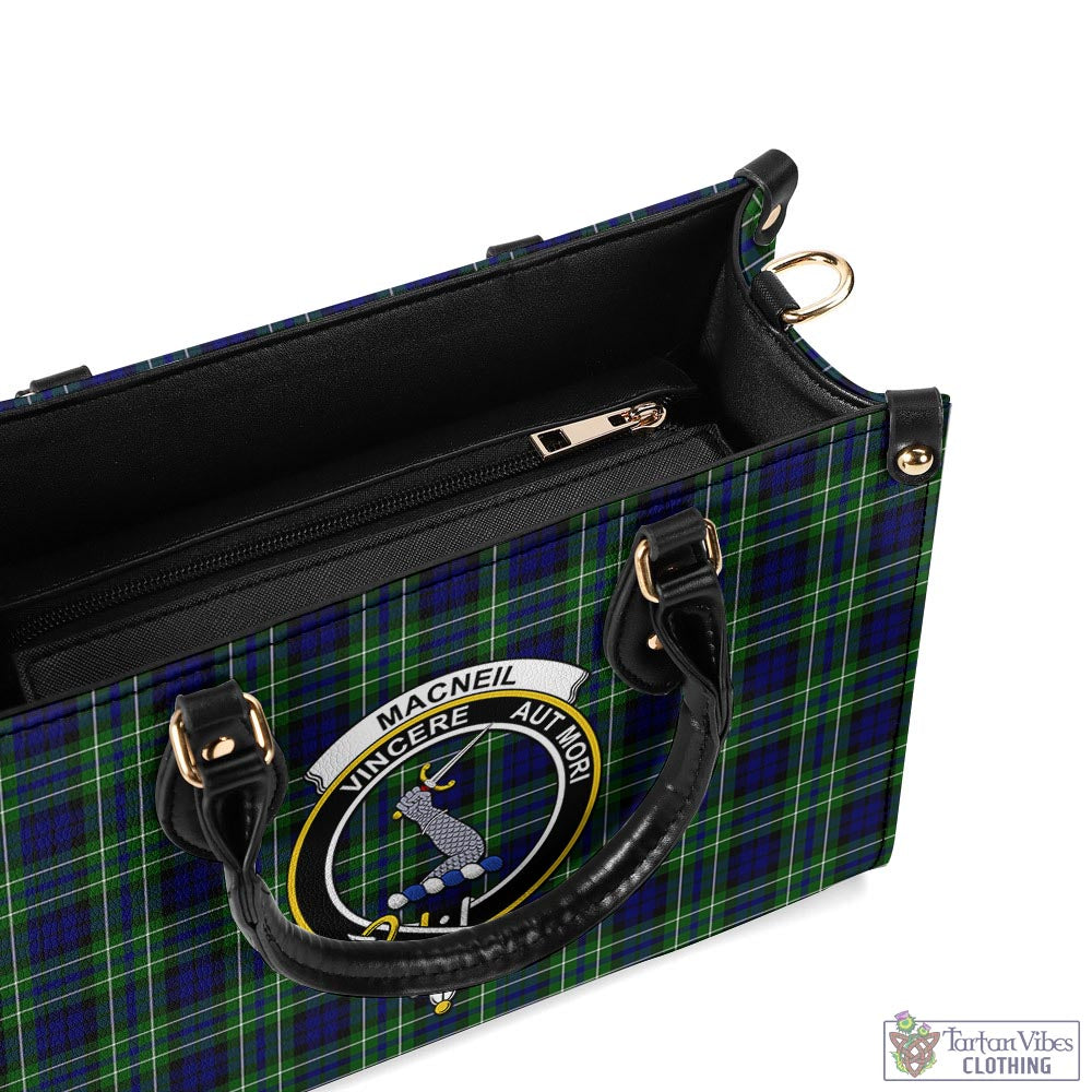 Tartan Vibes Clothing MacNeil of Colonsay Modern Tartan Luxury Leather Handbags with Family Crest