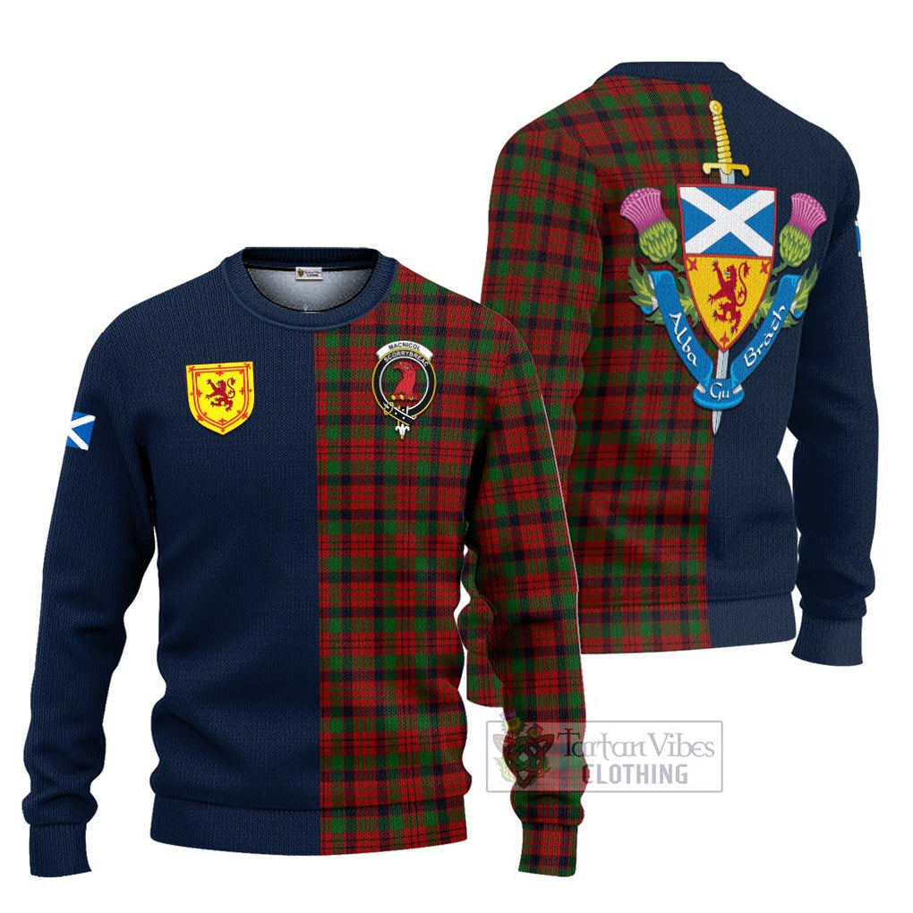 Tartan Vibes Clothing MacNicol Tartan Knitted Sweater with Scottish Lion Royal Arm Half Style