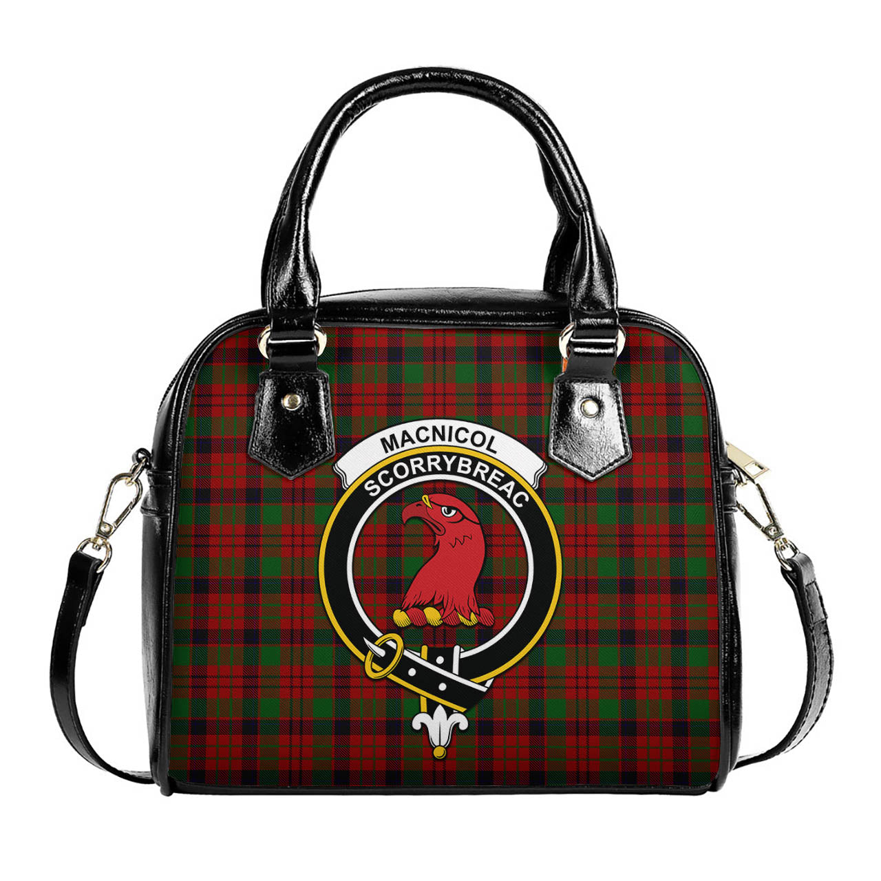 MacNicol Tartan Shoulder Handbags with Family Crest One Size 6*25*22 cm - Tartanvibesclothing