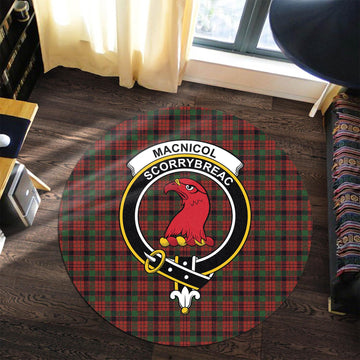 MacNicol (McNicol) Tartan Round Rug with Family Crest