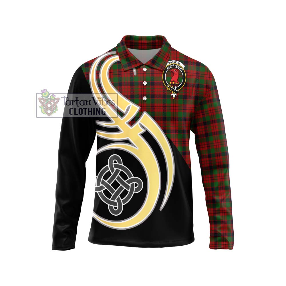 MacNicol (McNicol) Tartan Long Sleeve Polo Shirt with Family Crest and Celtic Symbol Style Unisex - Tartan Vibes Clothing