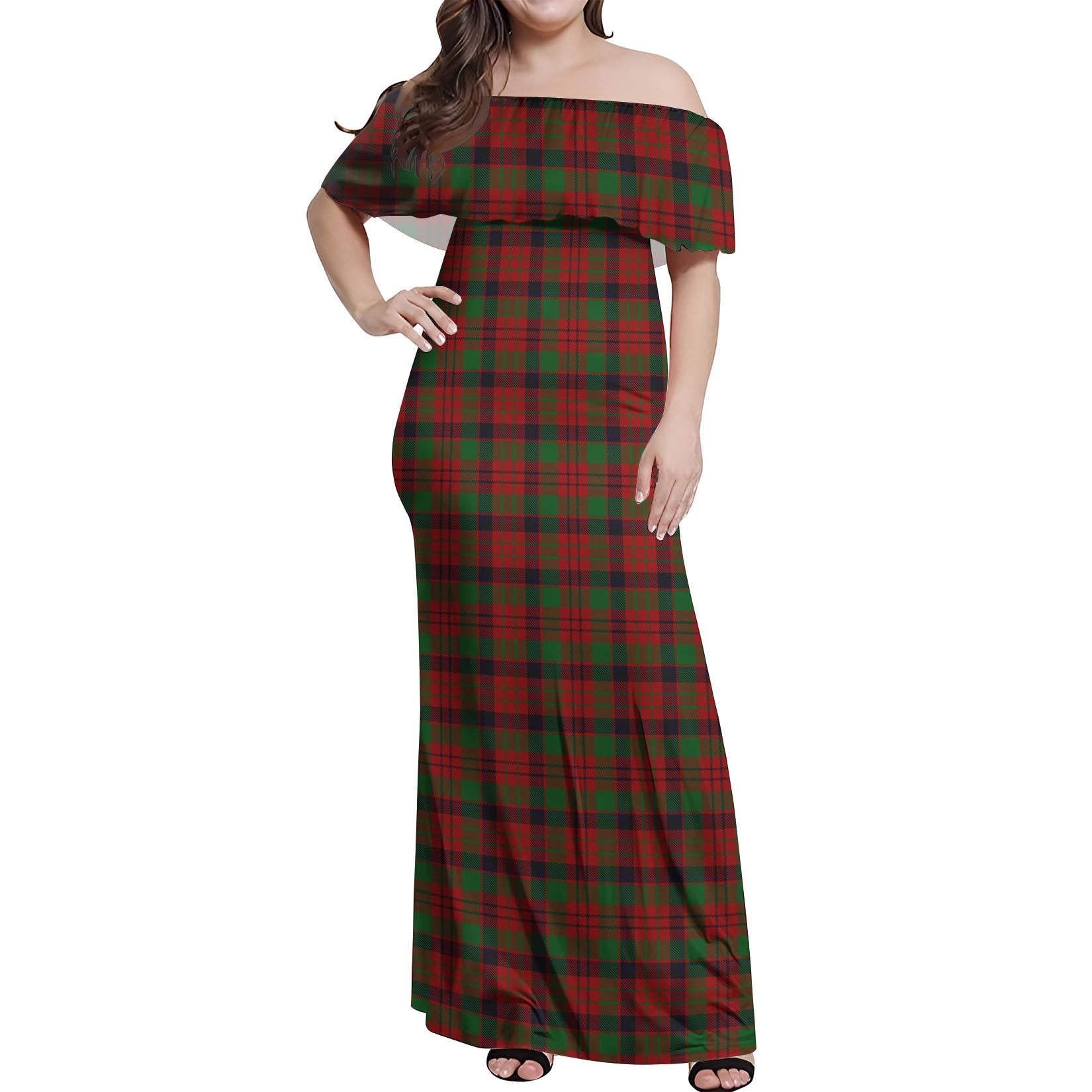 MacNicol Tartan Off Shoulder Long Dress Women's Dress - Tartanvibesclothing