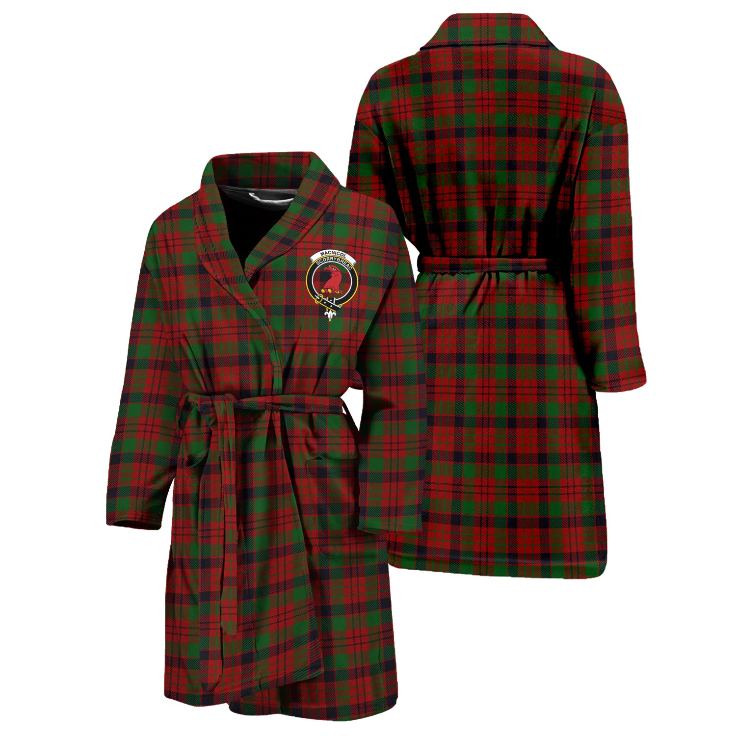 MacNicol (McNicol) Tartan Bathrobe with Family Crest Unisex S - Tartan Vibes Clothing