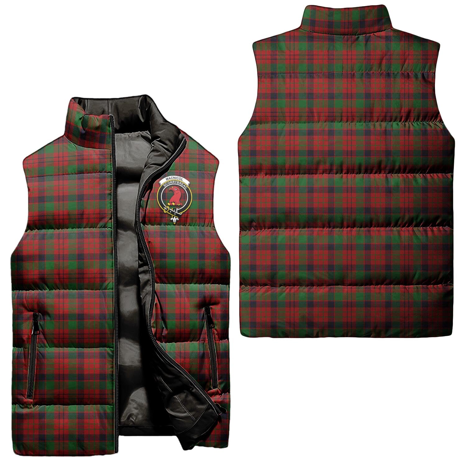 MacNicol Tartan Sleeveless Puffer Jacket with Family Crest Unisex - Tartanvibesclothing