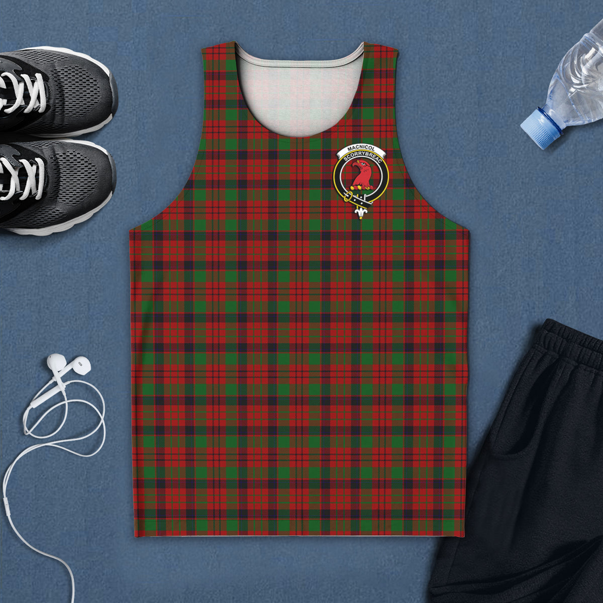 MacNicol (McNicol) Tartan Mens Tank Top with Family Crest 5XL - Tartan Vibes Clothing