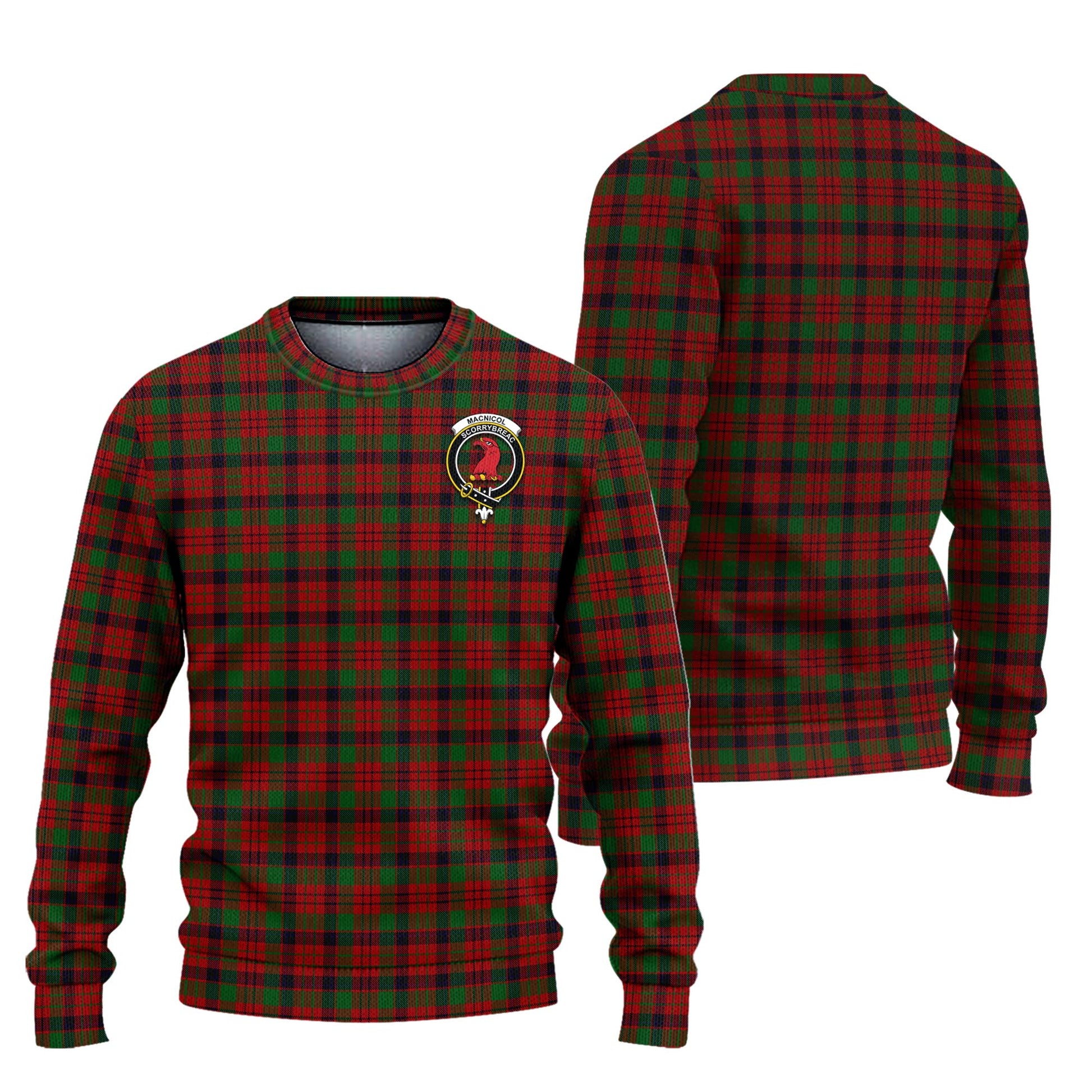 MacNicol Tartan Knitted Sweater with Family Crest Unisex - Tartanvibesclothing