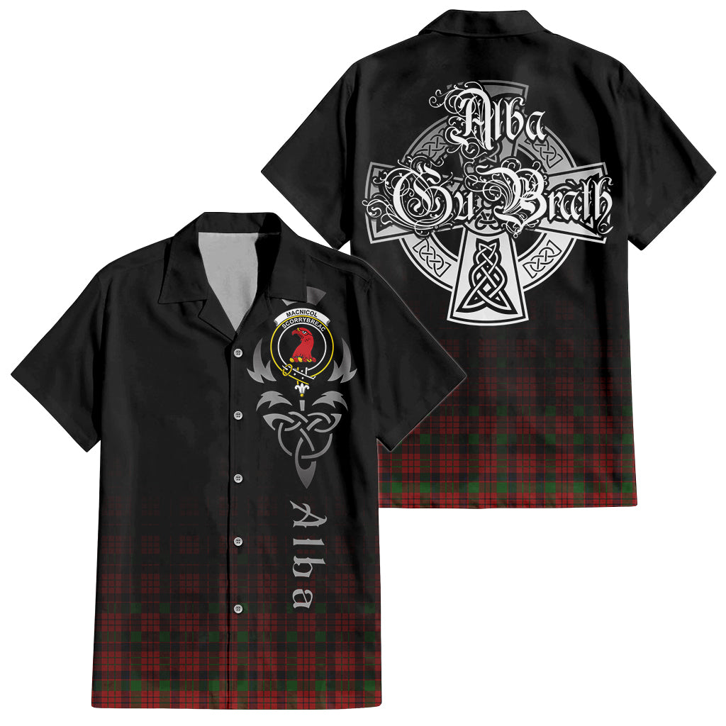 Tartan Vibes Clothing MacNicol Tartan Short Sleeve Button Up Featuring Alba Gu Brath Family Crest Celtic Inspired