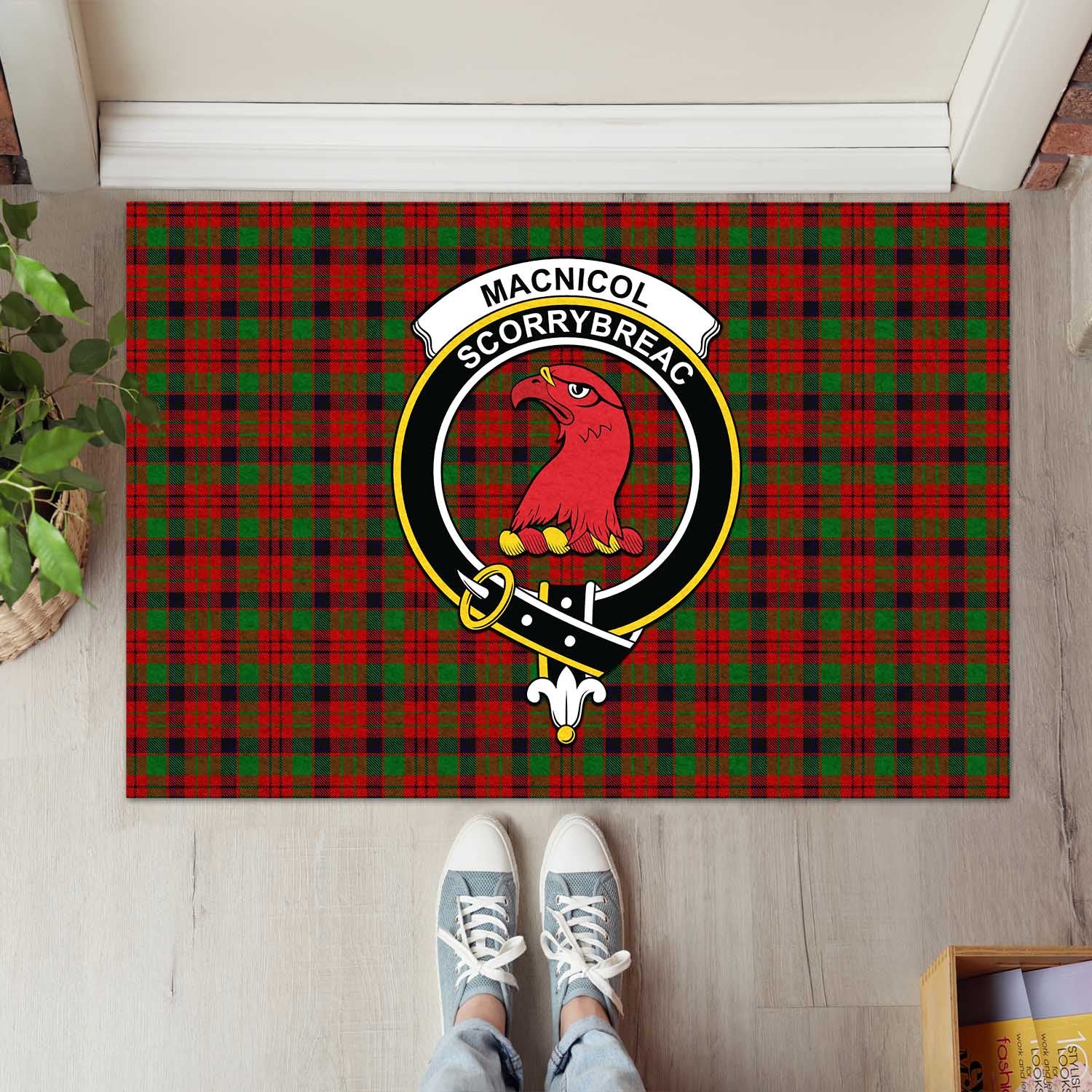 MacNicol Tartan Door Mat with Family Crest - Tartanvibesclothing