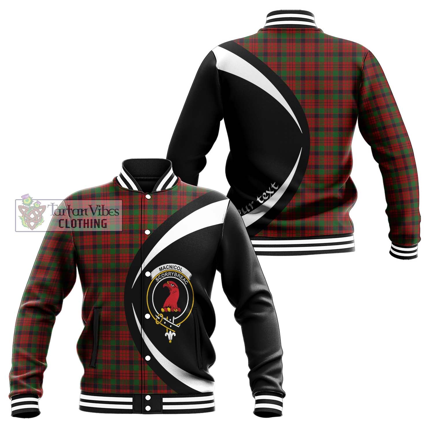 MacNicol (McNicol) Tartan Baseball Jacket with Family Crest Circle Style Unisex - Tartan Vibes Clothing