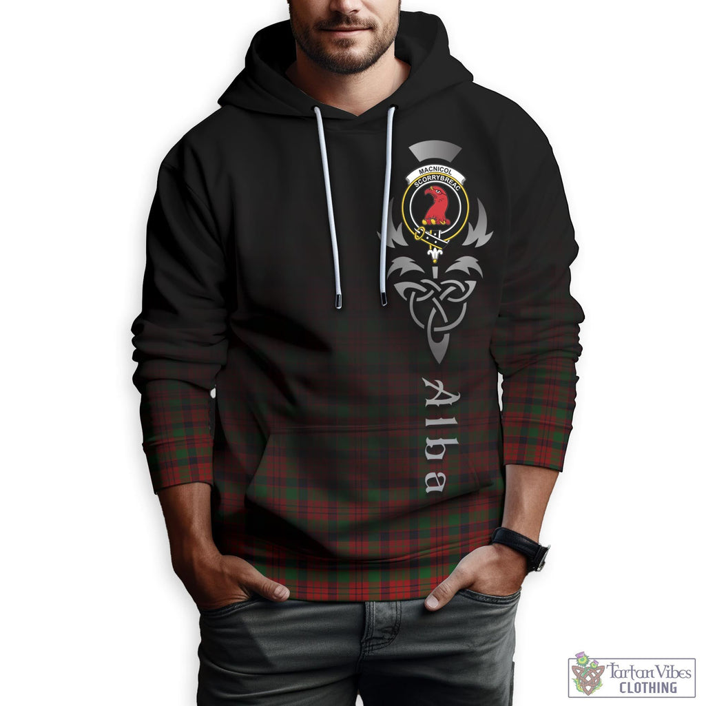 Tartan Vibes Clothing MacNicol Tartan Hoodie Featuring Alba Gu Brath Family Crest Celtic Inspired