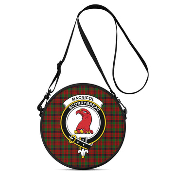 MacNicol (McNicol) Tartan Round Satchel Bags with Family Crest