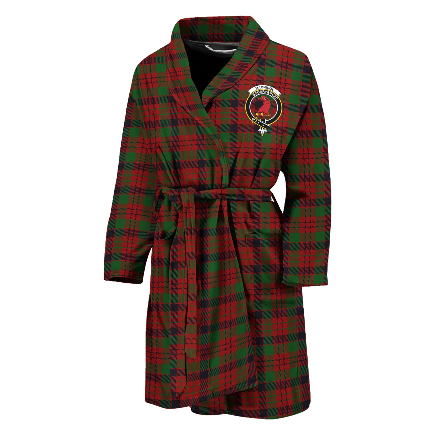 MacNicol (McNicol) Tartan Bathrobe with Family Crest Unisex M - Tartan Vibes Clothing