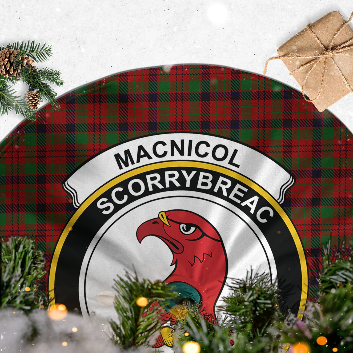 MacNicol Tartan Christmas Tree Skirt with Family Crest - Tartanvibesclothing