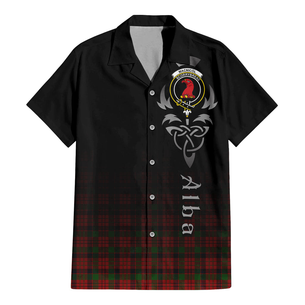 Tartan Vibes Clothing MacNicol Tartan Short Sleeve Button Up Featuring Alba Gu Brath Family Crest Celtic Inspired