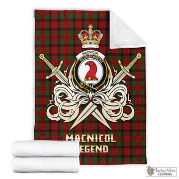 MacNicol (McNicol) Tartan Blanket with Clan Crest and the Golden Sword of Courageous Legacy