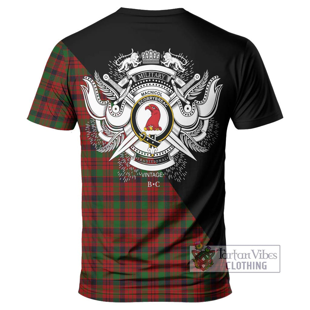 MacNicol (McNicol) Tartan T-Shirt with Family Crest and Military Logo Style - Tartanvibesclothing Shop