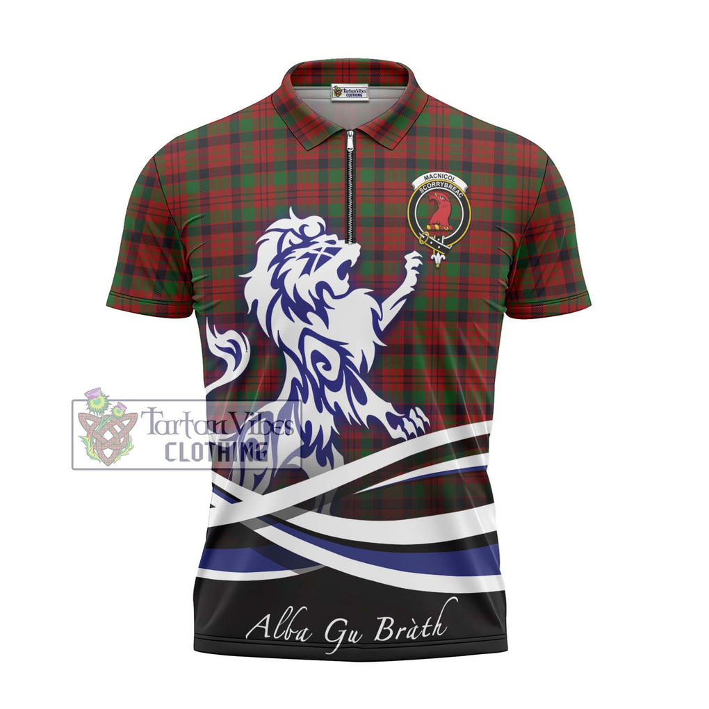 MacNicol (McNicol) Tartan Zipper Polo Shirt with Alba Gu Brath Regal Lion Emblem - Tartanvibesclothing Shop