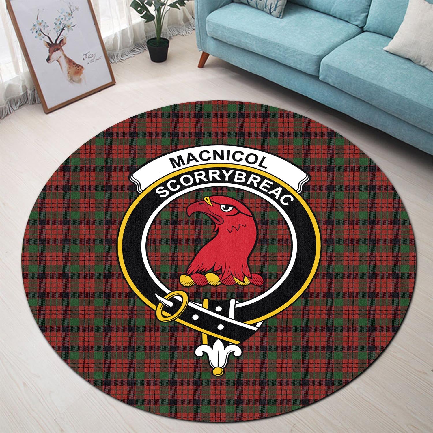 macnicol-tartan-round-rug-with-family-crest