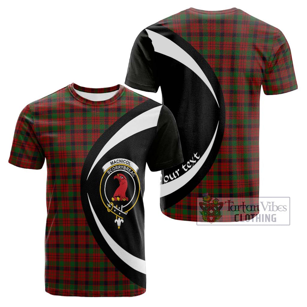 Tartan Vibes Clothing MacNicol Tartan Cotton T-shirt with Family Crest Circle Style