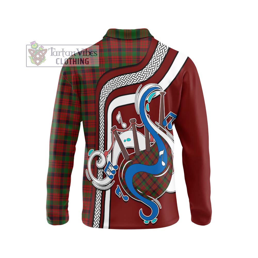 Tartan Vibes Clothing MacNicol Tartan Long Sleeve Polo Shirt with Epic Bagpipe Style