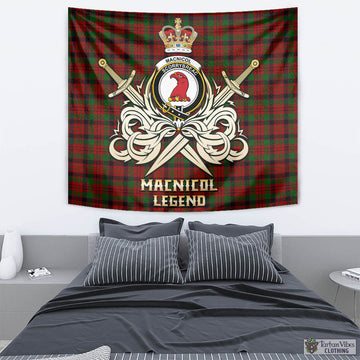 MacNicol (McNicol) Tartan Tapestry with Clan Crest and the Golden Sword of Courageous Legacy