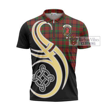 MacNicol (McNicol) Tartan Zipper Polo Shirt with Family Crest and Celtic Symbol Style