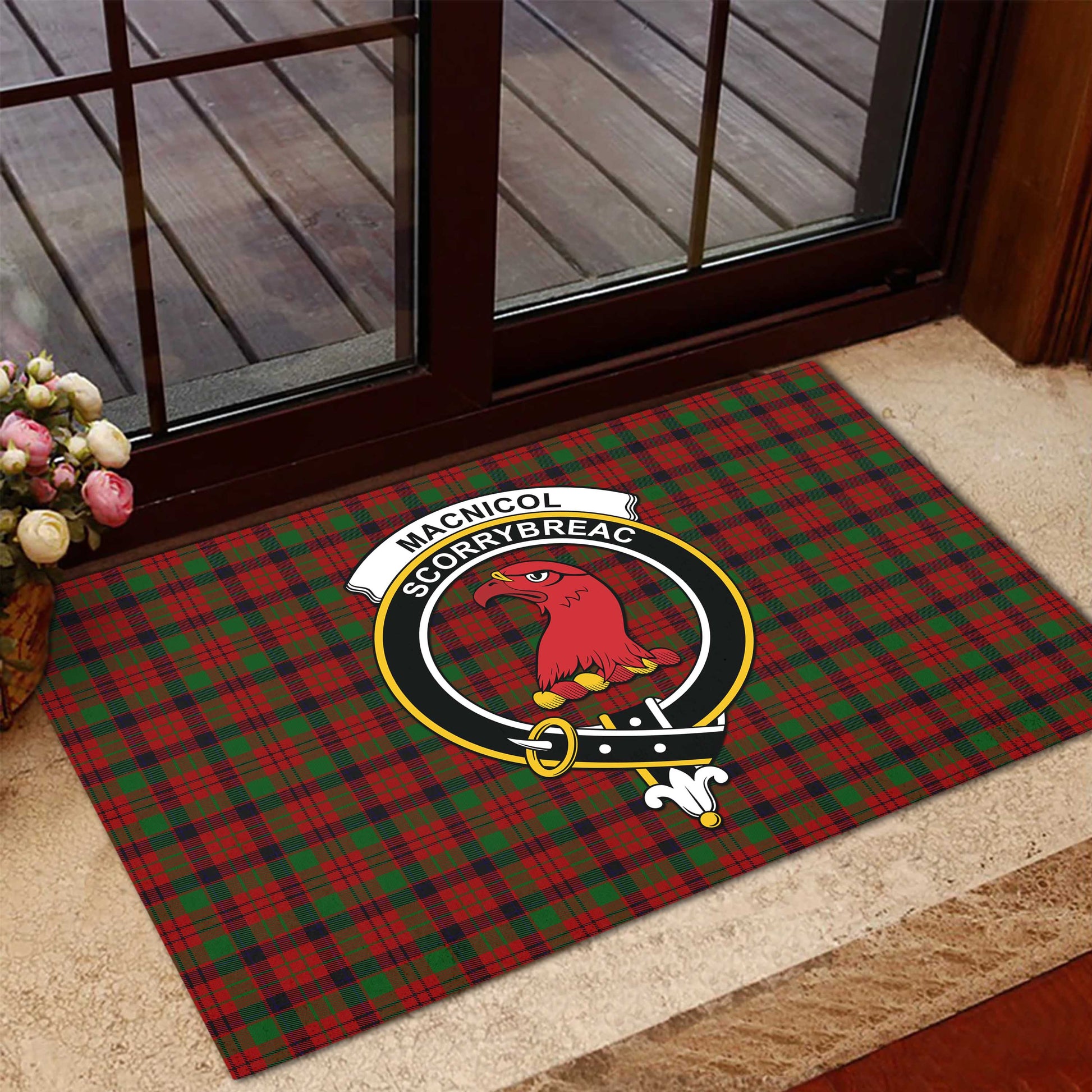 MacNicol Tartan Door Mat with Family Crest - Tartanvibesclothing