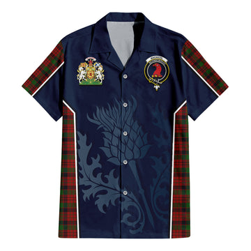 MacNicol (McNicol) Tartan Short Sleeve Button Up Shirt with Family Crest and Scottish Thistle Vibes Sport Style