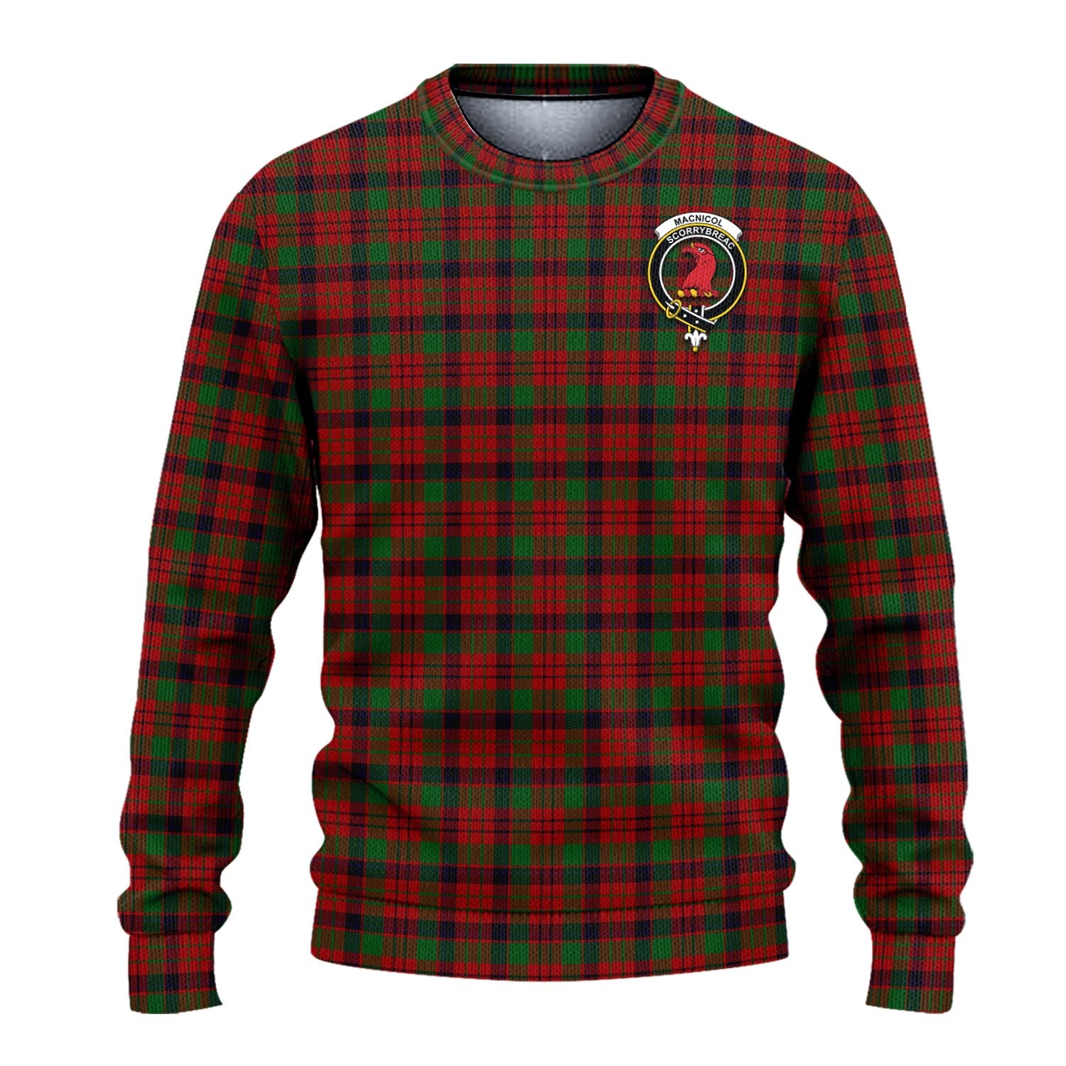 MacNicol Tartan Knitted Sweater with Family Crest - Tartanvibesclothing