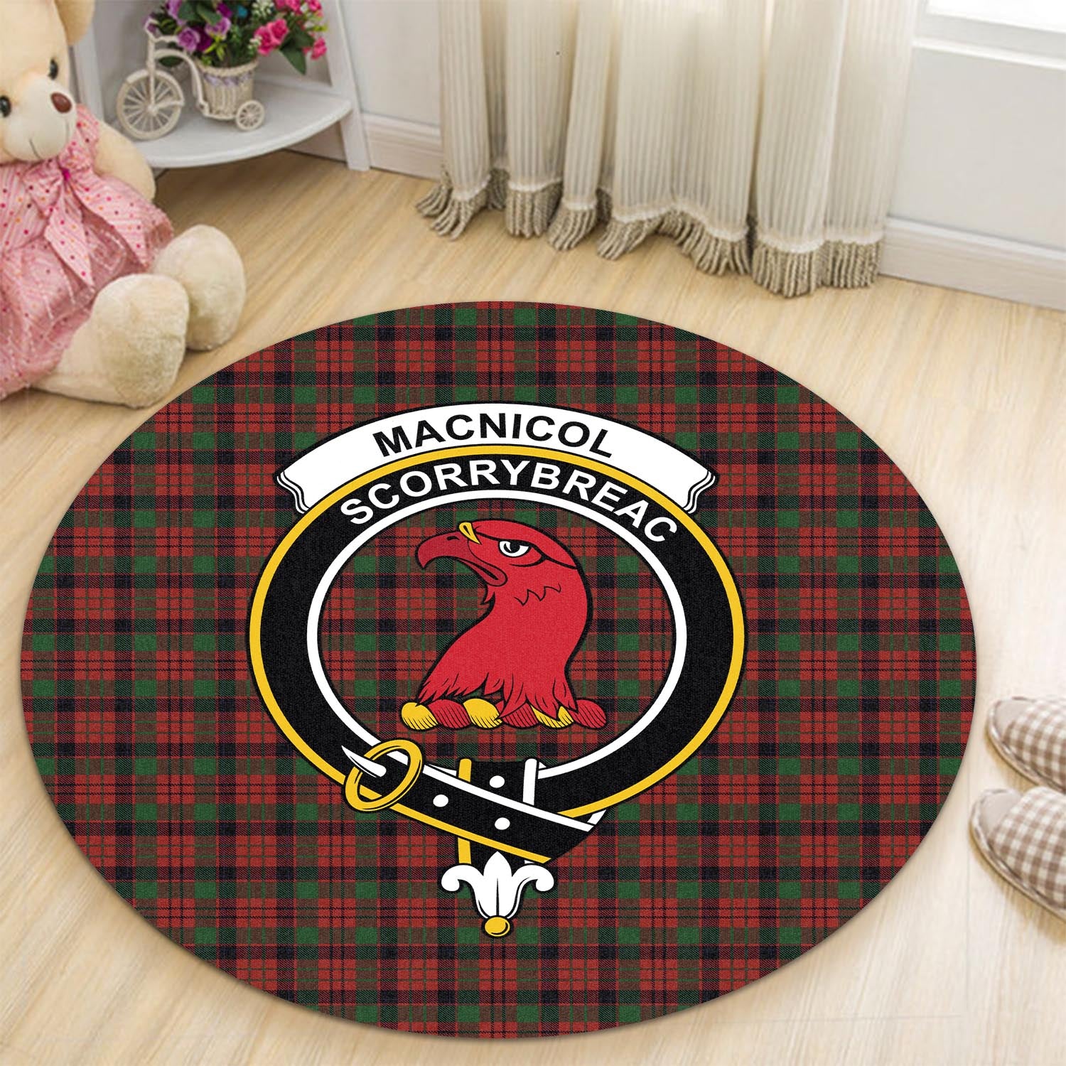 macnicol-tartan-round-rug-with-family-crest