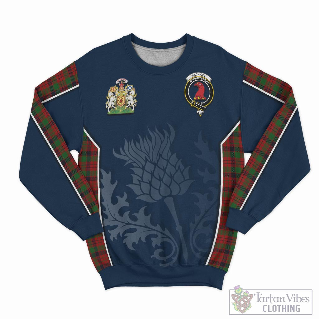 Tartan Vibes Clothing MacNicol Tartan Sweatshirt with Family Crest and Scottish Thistle Vibes Sport Style