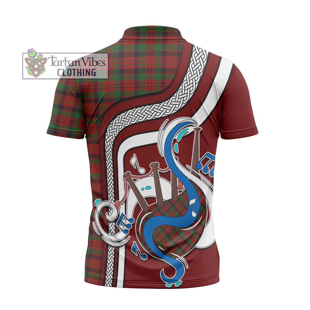 MacNicol (McNicol) Tartan Zipper Polo Shirt with Epic Bagpipe Style - Tartanvibesclothing Shop