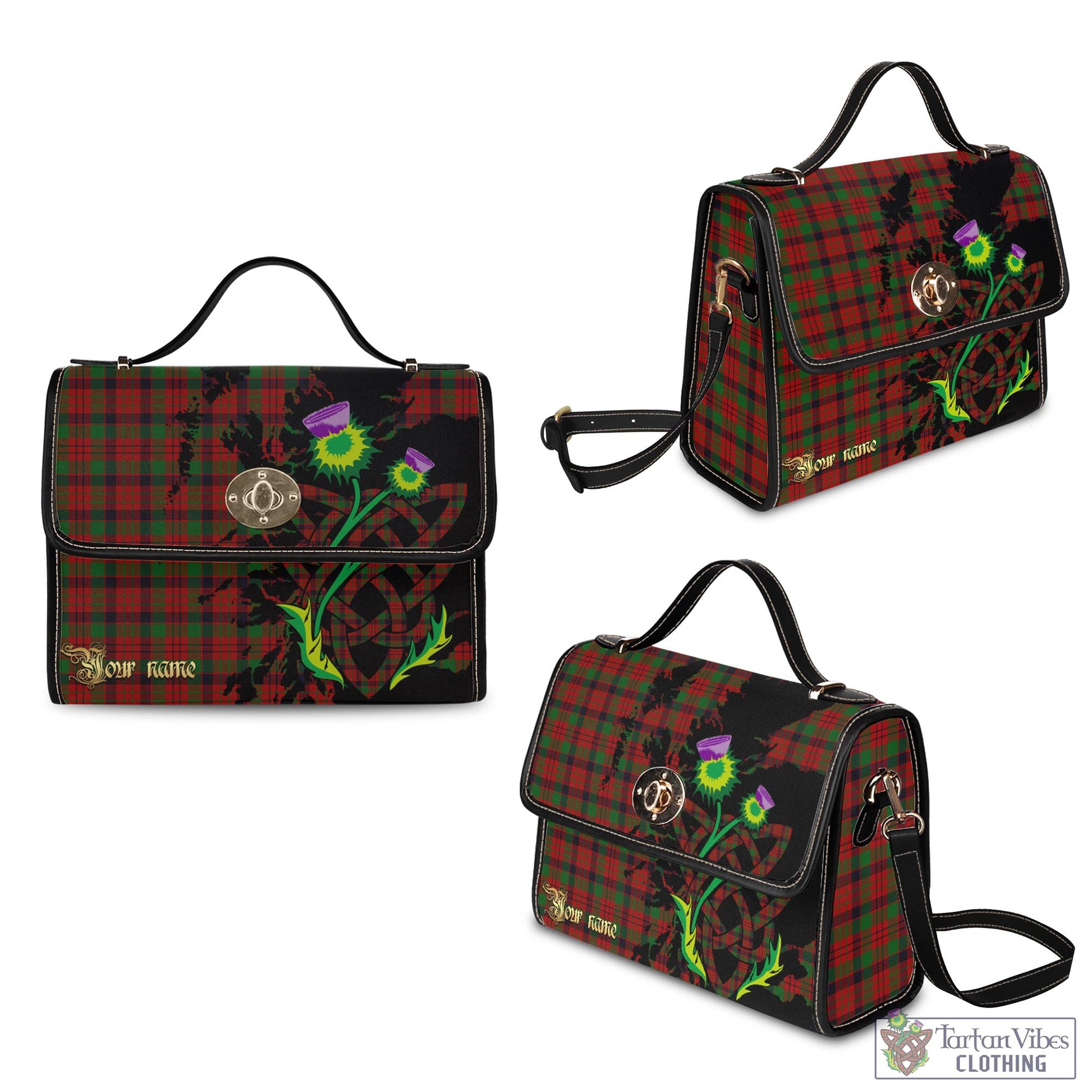 Tartan Vibes Clothing MacNicol Tartan Waterproof Canvas Bag with Scotland Map and Thistle Celtic Accents