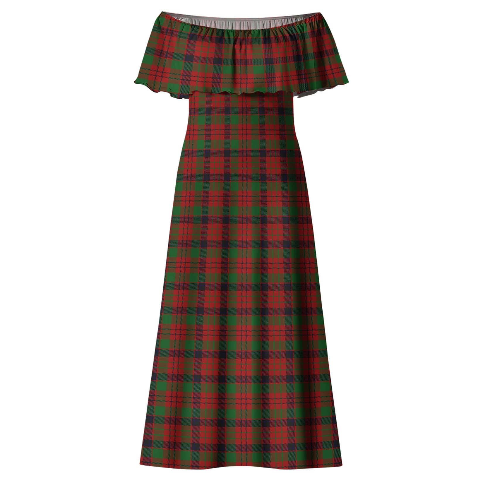 MacNicol Tartan Off Shoulder Long Dress - Tartanvibesclothing