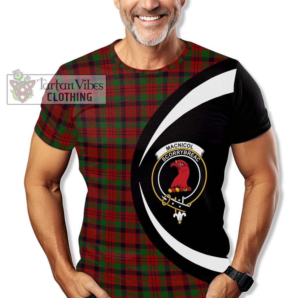 Tartan Vibes Clothing MacNicol Tartan T-Shirt with Family Crest Circle Style