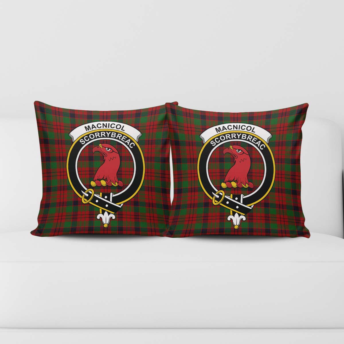 MacNicol Tartan Pillow Cover with Family Crest - Tartanvibesclothing