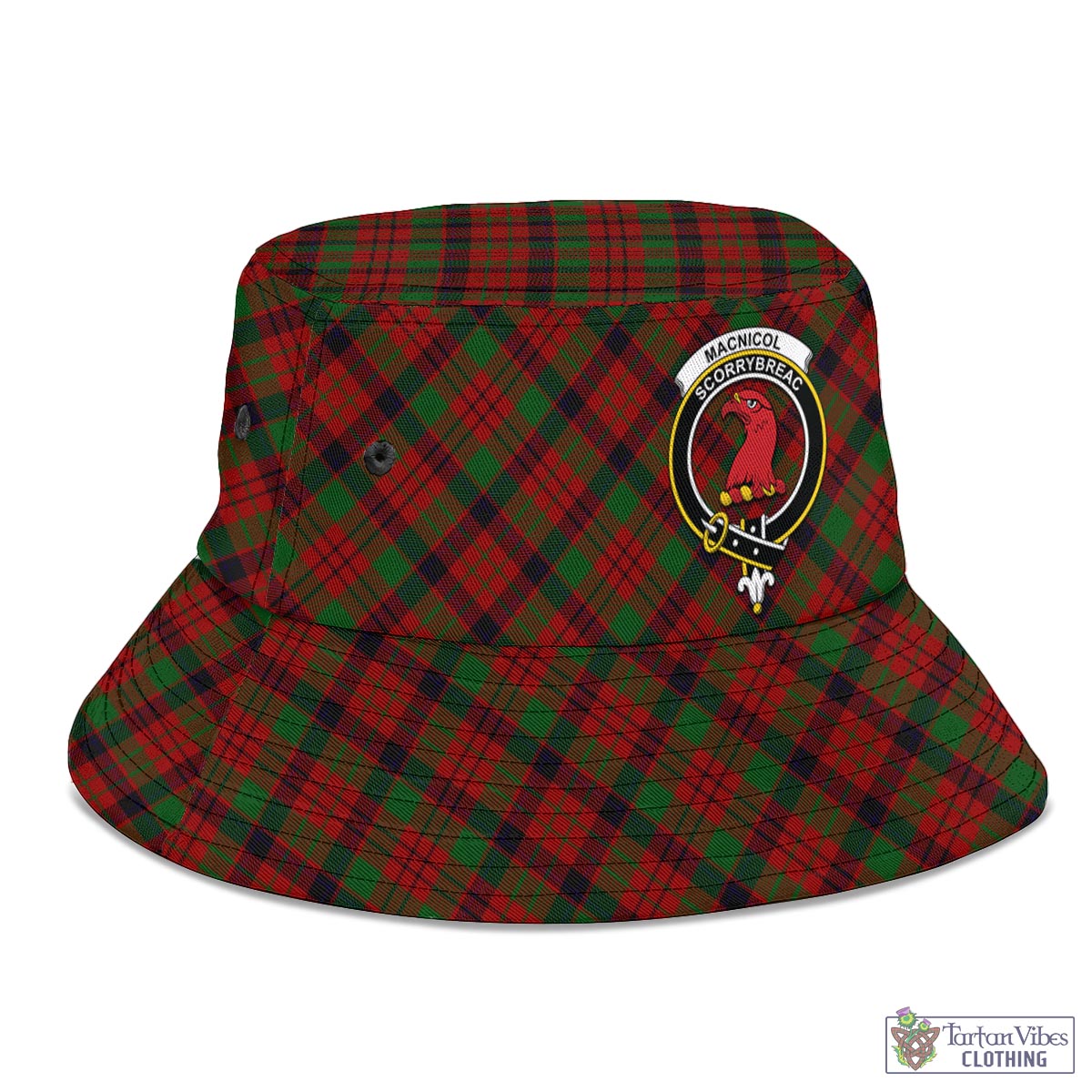 Tartan Vibes Clothing MacNicol Tartan Bucket Hat with Family Crest