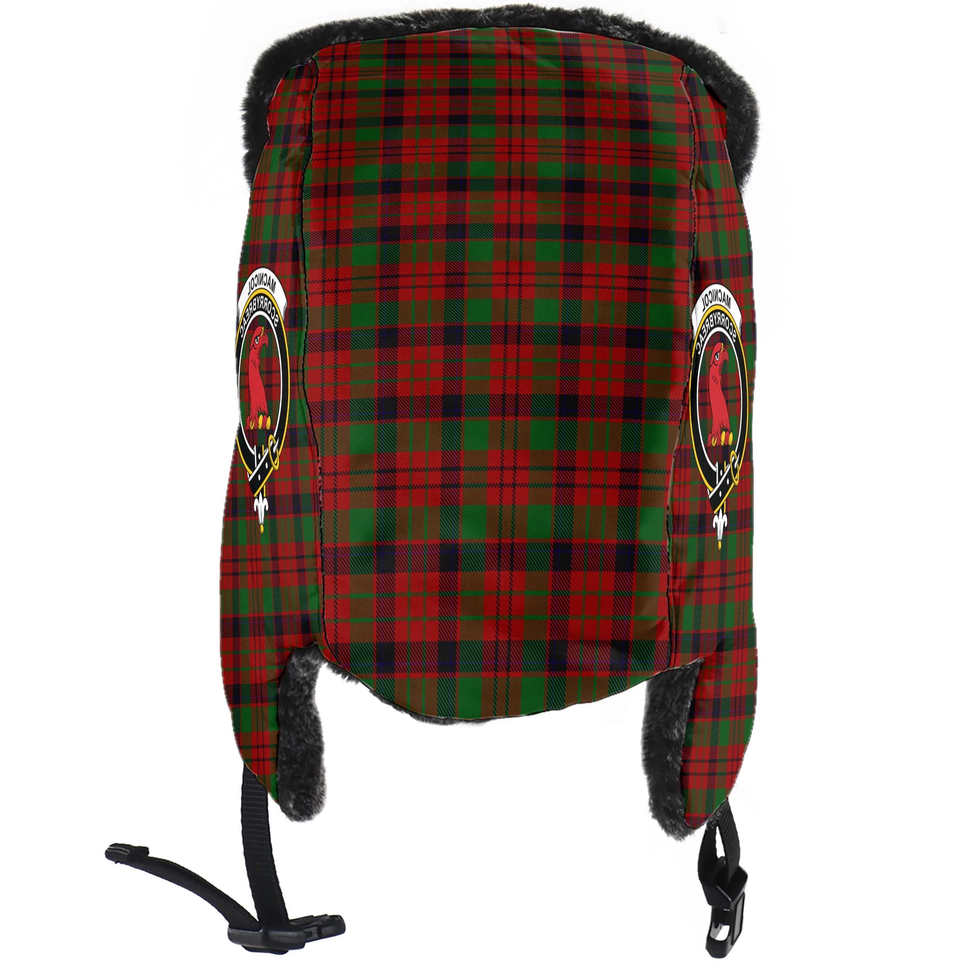 MacNicol Tartan Winter Trapper Hat with Family Crest - Tartanvibesclothing